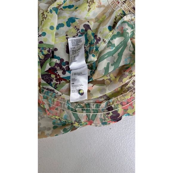 H&M Women's Multicolor Floral Sheer Long Sleeve Blouse Casual Size 2 - Picture 10 of 14